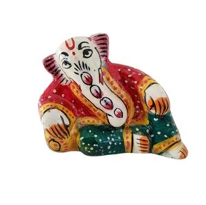 Ganesh statue small hand painted artisan made enamel on cast metal M04